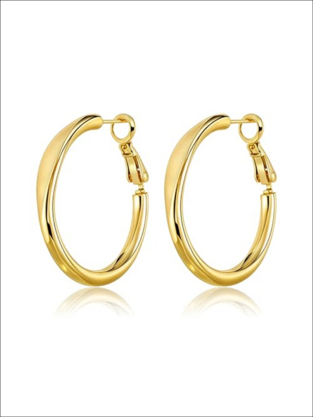 14K Gold Plated Hoop Earrings Women 999 Sterling Silver Post Lightweight